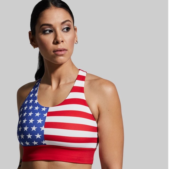Born Primitive- SZ M USA Flag Ignite Sports Bra Red, White, Blues - Picture 2 of 8